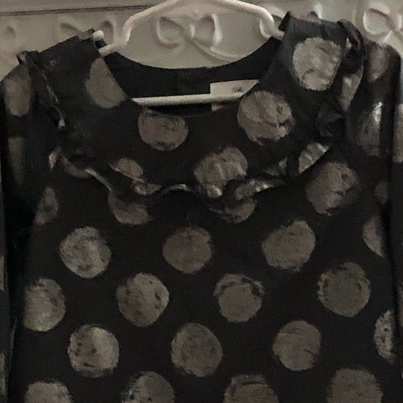 Hanna ANDERSSON gray dressy silver circle long sleeve dress size 5 euro 110 - Picture 3 of 12